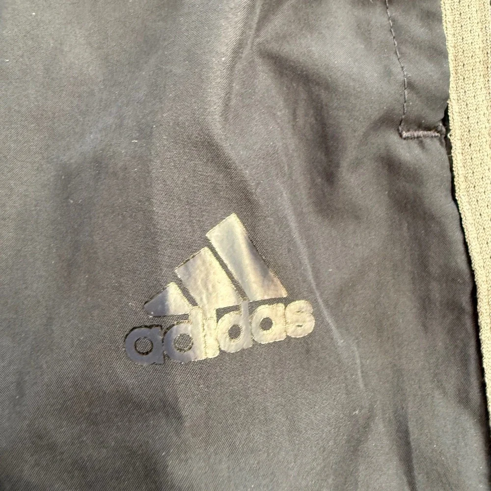 Adidas Mens Navy Blue Grey Stripe Wind Track Pants Small Ankle Zip Athletic